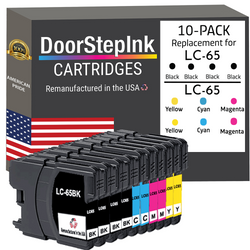 DoorStepInk Remanufactured in the USA Ink Cartridges for Brother LC65 4 Black /  2 Each Color 10-pack