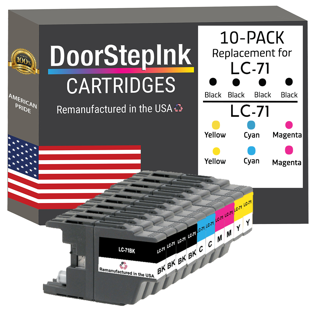 DoorStepInk Brand for Brother LC71 4 Black / 2 Each Color Remanufactur