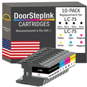 DoorStepInk Remanufactured in the USA Ink Cartridges for Brother LC75 4 Black /  2 Each Color 10-pack