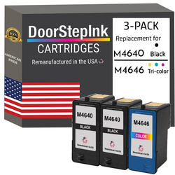DoorStepInk Remanufactured in the USA Ink Cartridges for Dell Series 5 M4640 2 Black / M4646 1 Color 3-Pack