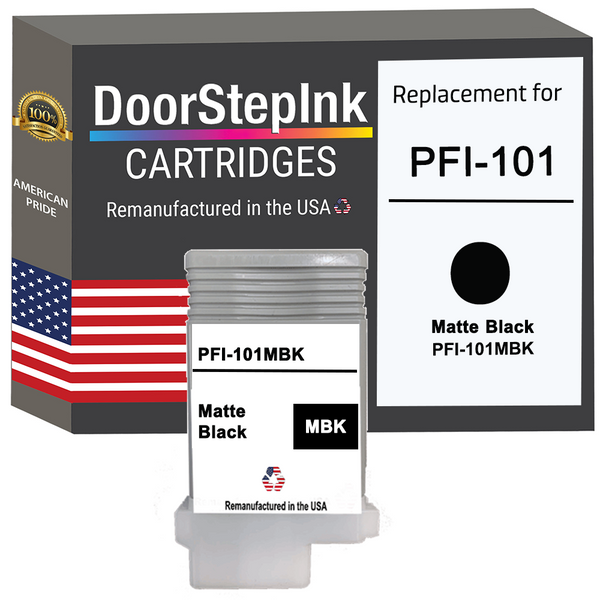 DoorStepInk Remanufactured in the USA Ink Cartridge for Canon PFI-101 130ML Matte Black