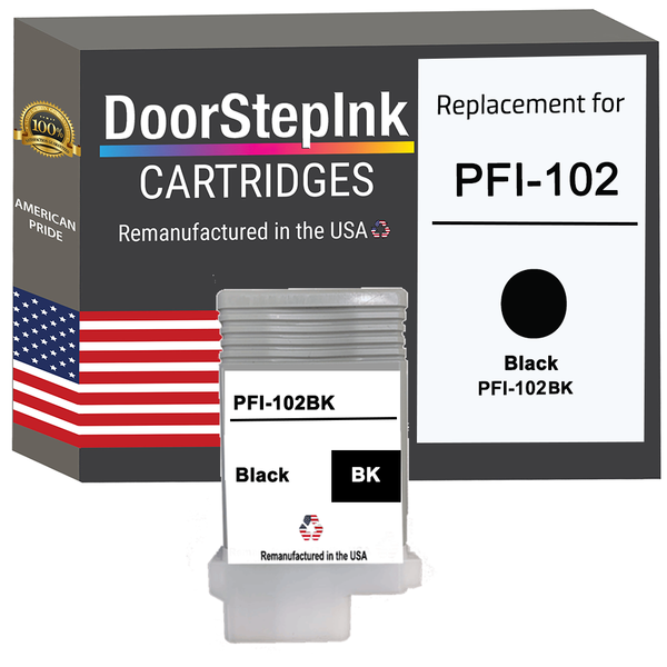 DoorStepInk Remanufactured in the USA Ink Cartridge for Canon PFI-102 130mL Black