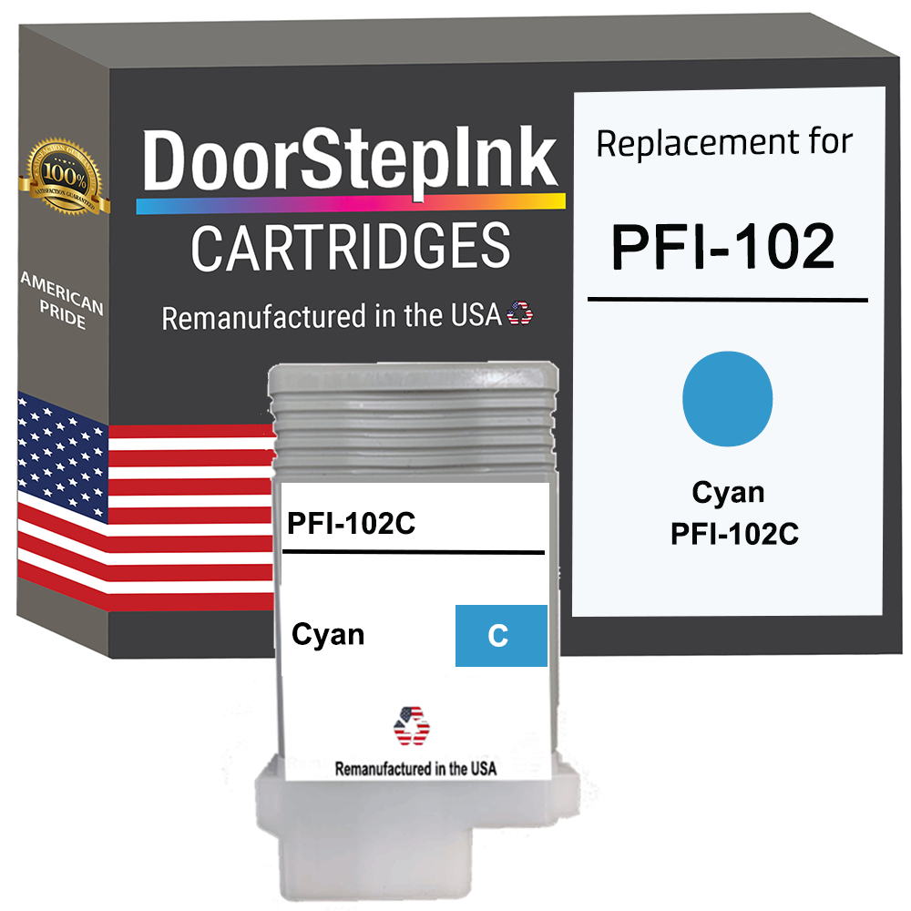 DoorStepInk Brand for Canon PFI-102 130mL Cyan Remanufactured in the U