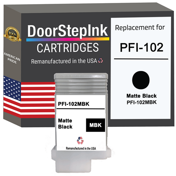 DoorStepInk Remanufactured in the USA Ink Cartridge for Canon PFI-102 130ML Matte Black