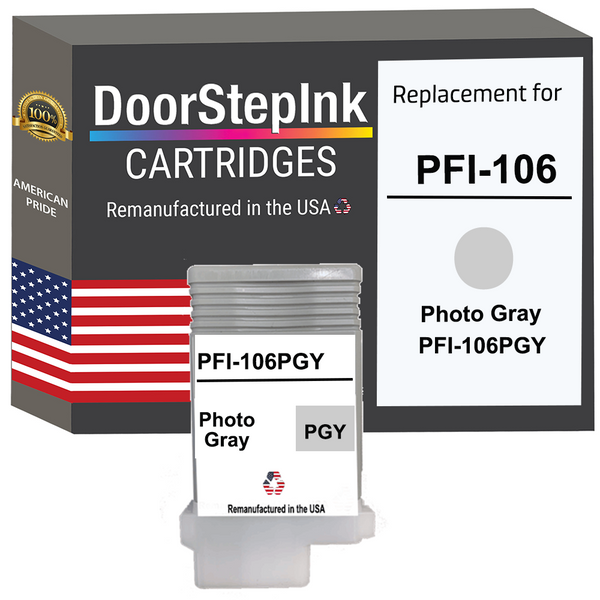 DoorStepInk Remanufactured in the USA Ink Cartridge for Canon PFI-106 130mL Photo Gray