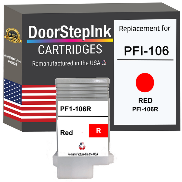 DoorStepInk Remanufactured in the USA Ink Cartridge for Canon PFI-106 130ML Red