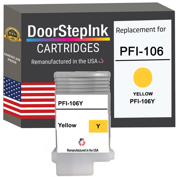 DoorStepInk Remanufactured in the USA Ink Cartridge for Canon PFI-106 130ML Yellow