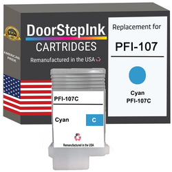 DoorStepInk Remanufactured in the USA Ink Cartridge for Canon PFI-107 130ML Cyan