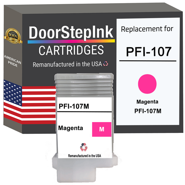 DoorStepInk Brand for Canon PFI-107 130mL Magenta PFI-107M Remanufactured in the USA Ink Cartridge