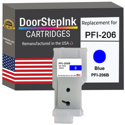 DoorStepInk Remanufactured in the USA Ink Cartridge for Canon PFI-206 300ML Blue
