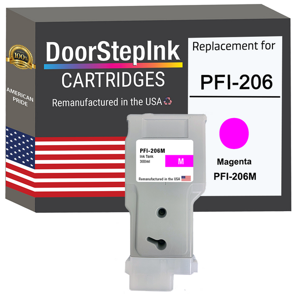 DoorStepInk Remanufactured in the USA Ink Cartridge for Canon PFI-206 300ML Magenta