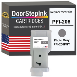 DoorStepInk Remanufactured in the USA Ink Cartridge for Canon PFI-206 300ML Photo Gray