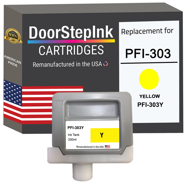 DoorStepInk Remanufactured in the USA Ink Cartridge for Canon PFI-303 330ML Yellow