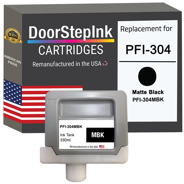 DoorStepInk Remanufactured in the USA Ink Cartridge for Canon PFI-304 330ML Matte Black