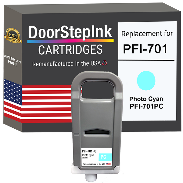 DoorStepInk Remanufactured in the USA Ink Cartridge for Canon PFI-701 700ML Photo Cyan