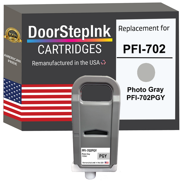 DoorStepInk Remanufactured in the USA Ink Cartridge for Canon PFI-702 700mL Photo Gray PFI-702PGY
