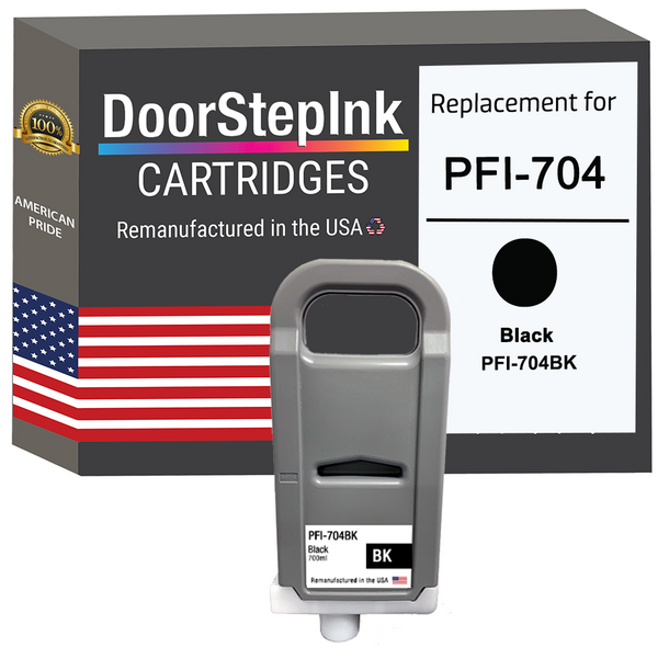 DoorStepInk Remanufactured in the USA Ink Cartridge for Canon PFI-704 700ML Black