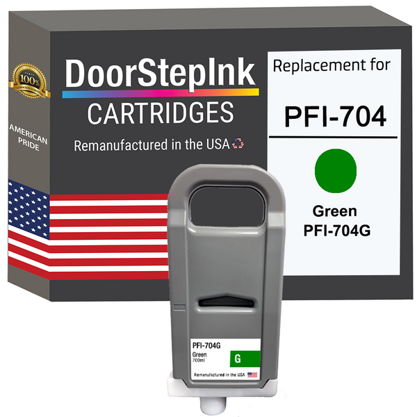 DoorStepInk Remanufactured in the USA Ink Cartridge for Canon PFI-704 700ML Green