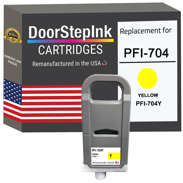 DoorStepInk Remanufactured in the USA Ink Cartridge for Canon PFI-704 700ML Yellow