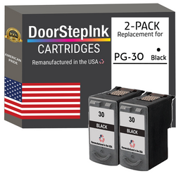 DoorStepInk Remanufactured in the USA Ink Cartridges for Canon PG-30 Black Twin Pack