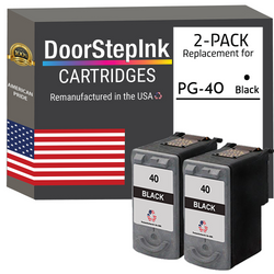 DoorStepInk Remanufactured in the USA Ink Cartridges for Canon PG-40 Black Twin Pack
