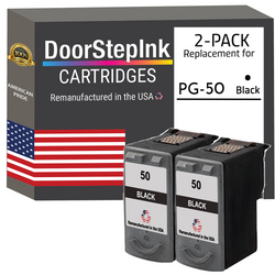 DoorStepInk Remanufactured in the USA Ink Cartridges for Canon PG-50 Black Twin Pack