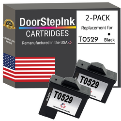 DoorStepInk Remanufactured in the USA Ink Cartridges for Dell Series 1 T0529 Black Twin Pack