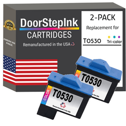 DoorStepInk Remanufactured in the USA Ink Cartridges for Dell Series 1 T0530 Color Twin Pack