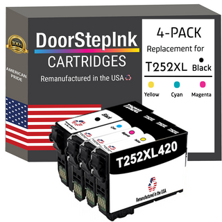 DoorStepInk Remanufactured in the USA Ink Cartridges for Epson T252XL Black / 3 Color 4-Pack