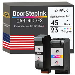 DoorStepInk Remanufactured in the USA Ink Cartridges for 45 51645A Black an 23 C1823A Tri-Color 