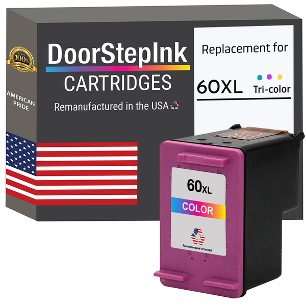 DoorStepInk Remanufactured in the USA Ink Cartridge for 60XL CC644WN Tri-Color