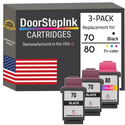 DoorStepInk Remanufactured in the USA Ink Cartridges for Lexmark #70 2 Black / #80 1 Color 3-Pack