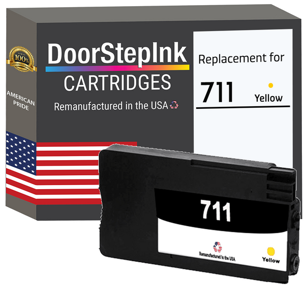 DoorStepInk Remanufactured in the USA Ink Cartridges for 711 CZ132A 1 Yellow