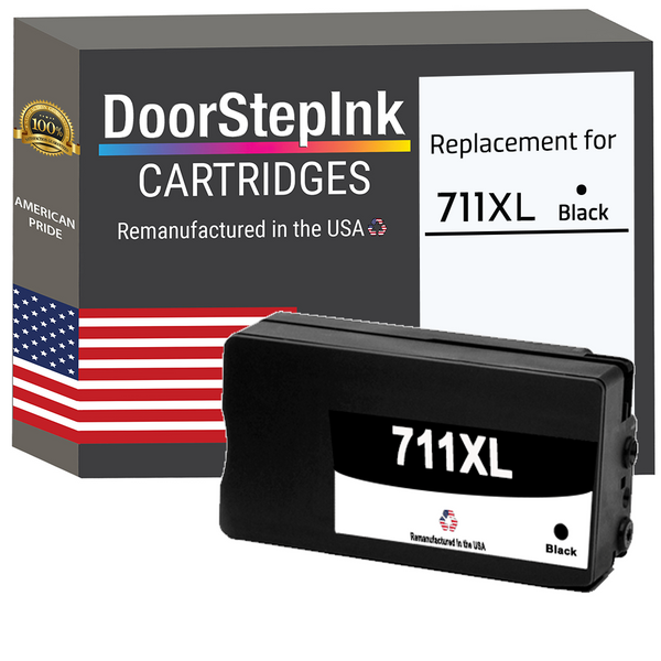 DoorStepInk Remanufactured in the USA Ink Cartridges for 711XL CZ133A 1 Black