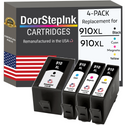 DoorStepInk Remanufactured in the USA Ink Cartridges for 910XL 3YL65AN 1 Black, 910XL 3YL62AN 1 Cyan, 910XL 3YL63AN 1 Magenta and 910XL 3YL64AN 1 Yellow (4Pack)