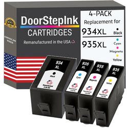 DoorStepInk Remanufactured in the USA Ink Cartridges for 934XL C2P23 1 Black, 935XL C2P24 1 Cyan, 935XL C2P25 1 Magenta and 935XL C2P26 1 Yellow (4Pack)