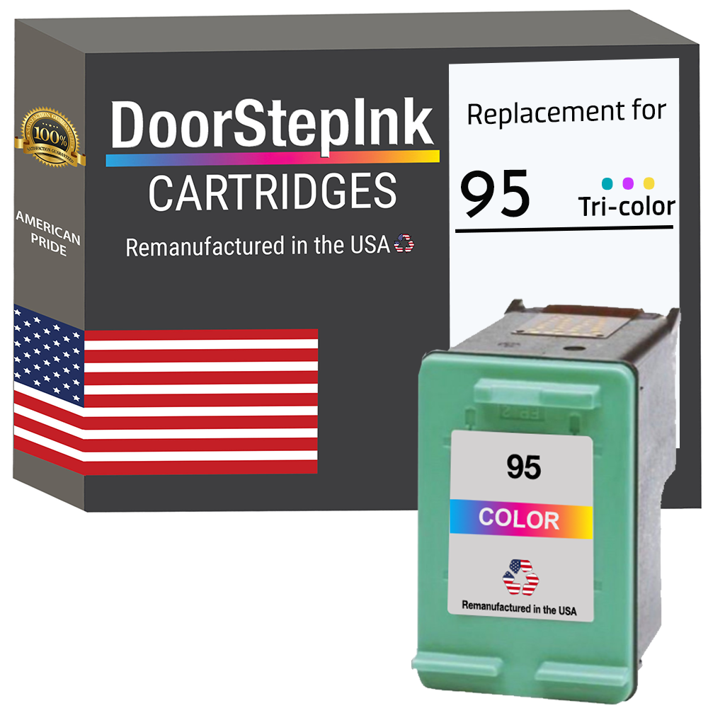 DoorStepInk Brand for HP 95 (C8766WN) Tri-Color Remanufactured in the USA  Ink Cartridge