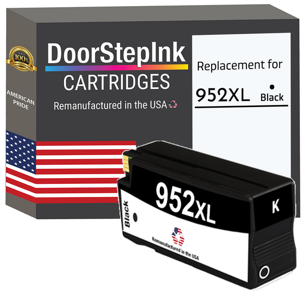 DoorStepInk Remanufactured in the USA Ink Cartridges for 952XL F6U19AN 1 Black