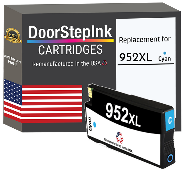 DoorStepInk Remanufactured in the USA Ink Cartridges for 952XL L0S61AN 1 Cyan