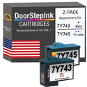 DoorStepInk Remanufactured in the USA Ink Cartridges for Dell Series 2 7Y743 Black and 7Y745 Tri-Color