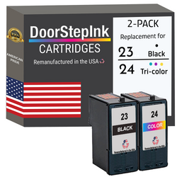 DoorStepInk Remanufactured in the USA Ink Cartridges for Lexmark #23 Black and #24 Tri-Color