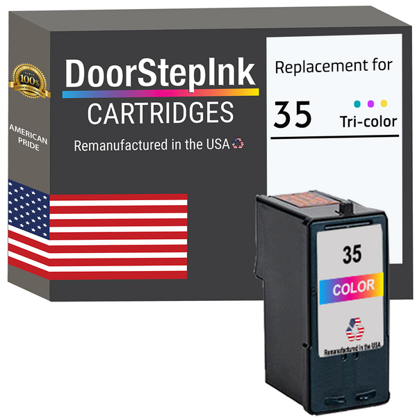 DoorStepInk Remanufactured in the USA Ink Cartridge for Lexmark #35 Tri-Color