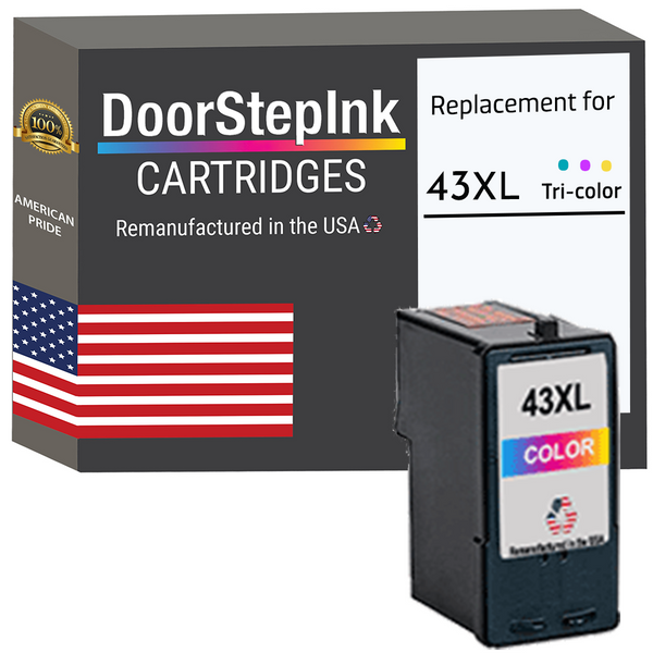 DoorStepInk Remanufactured in the USA Ink Cartridge for Lexmark #43XL Tri-Color