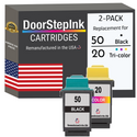 DoorStepInk Remanufactured in the USA Ink Cartridges for Lexmark #50 Black and #20 Tri-Color
