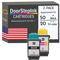 DoorStepInk Remanufactured in the USA Ink Cartridges for Lexmark #50 Black and #20 Tri-Color