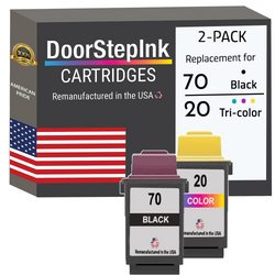 DoorStepInk Remanufactured in the USA Ink Cartridges for Lexmark #70 Black and #20 Tri-Color