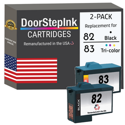 DoorStepInk Remanufactured in the USA Ink Cartridges for Lexmark #82 Black and #83 Tri-Color