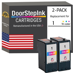 DoorStepInk Remanufactured in the USA Ink Cartridges for Lexmark #1 Color Twin Pack