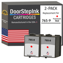DoorStepInk Remanufactured in the USA Ink Cartridges for Pitney Bowes 765-9 Fluorescent Red Twin Pack