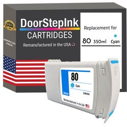 DoorStepInk Remanufactured in the USA Ink Cartridge for HP 80 350mL Cyan